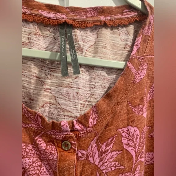 By Anthropologie floral paisley babydoll style‎ cotton top boho casual Small - Picture 4 of 6